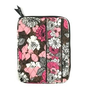 VERA BRADLEY Mocha Rouge Floral Pink Black Tablet Zippered Case